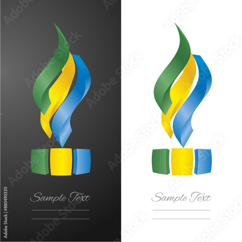 Tableau sur toile Gabonese abstract 3D wavy flag ribbon for fashion and industry labels