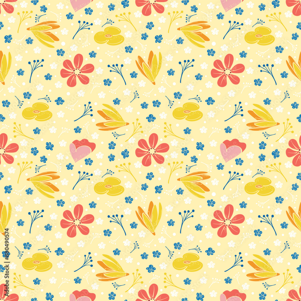 Garden flower, plants ,botanical ,seamless pattern vector design for fashion, fabric, wallpaper and all prints on green mint background color. Cute pattern in small flower. Small colorful flowers. Garden flower, plants ,botanical ,seamless pattern vector design for fashion, fabric, wallpaper and all prints on green mint background color. Cute pattern in small flower. Small colorful flowers.