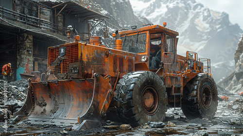 powerful wheel loader or bulldoze