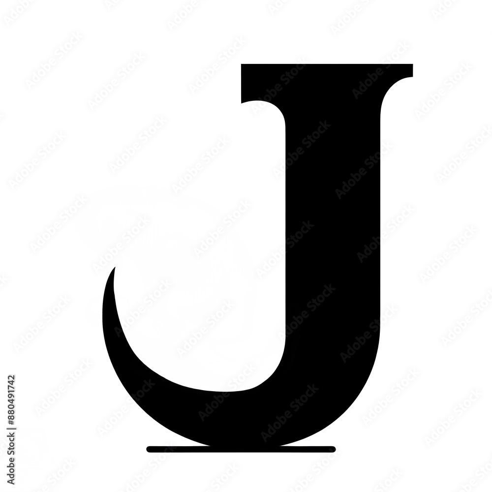 Black and white symbolic vector isolated illustration of letter J on white background. Black and white symbolic vector isolated illustration of letter J on white background.