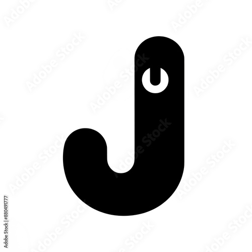 Black and white symbolic vector isolated illustration of letter J on white background. photo