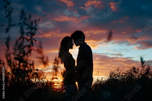 Romantic Silhouette of a Couple at Sunset
