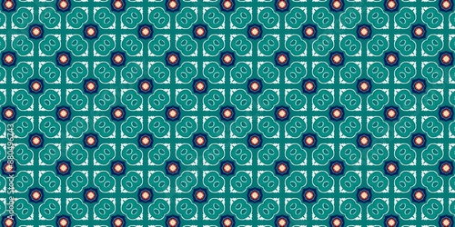 Vintage seamless pattern with numbers on green, perfect for wallpaper or fabric design