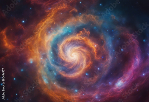 A breathtaking cosmic nebula swirls in vivid colors creating an ideal abstract and wallpaper backgro