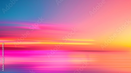 Vivid abstract rainbow background with colorful clouds over a vibrant sunset ocean scene