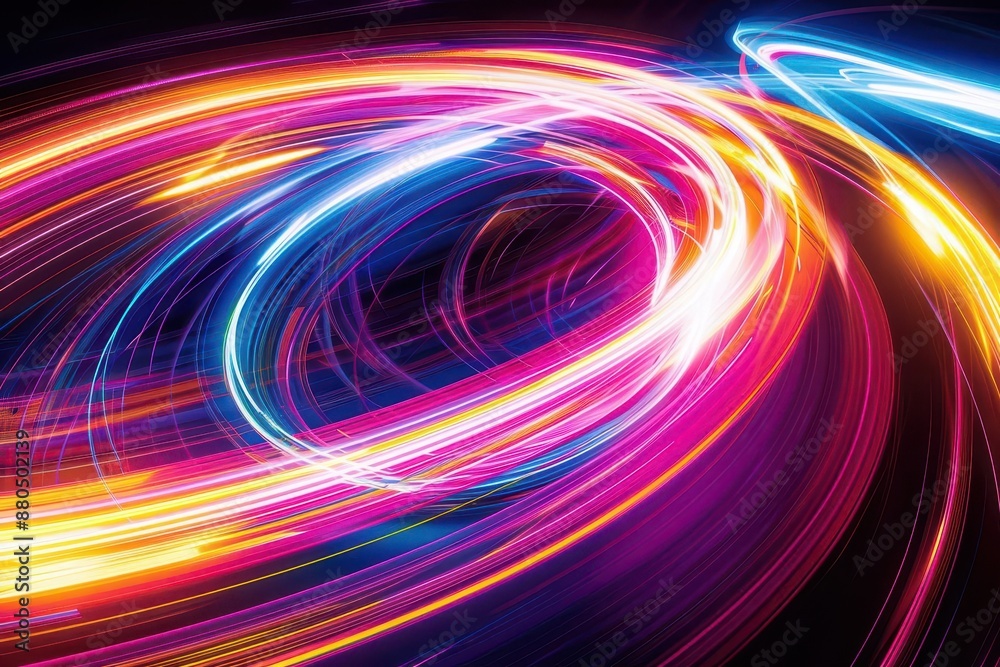 dynamic abstract composition of colorful light trails against a dark background swirling neon streaks create a sense of motion and energy perfect for hightech themes dynamic abstract composition of colorful light trails against a dark background swirling neon streaks create a sense of motion and energy perfect for hightech themes