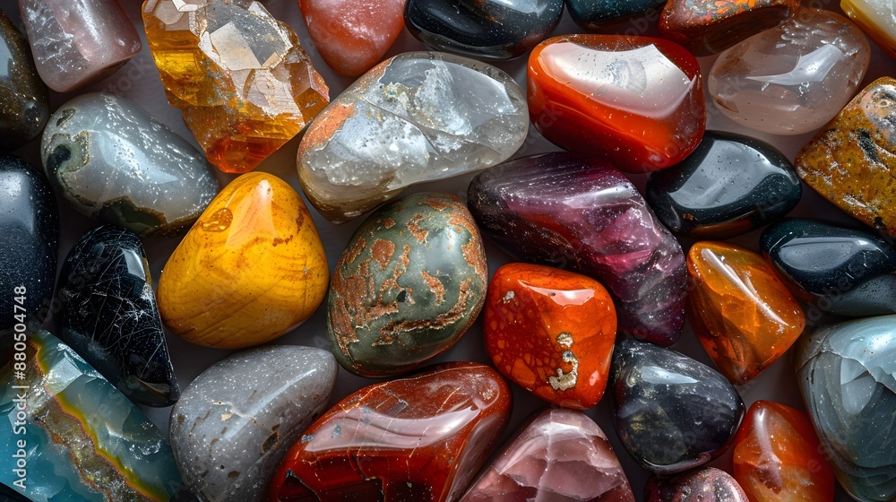 Vibrant Collection of Polished Gemstones and Minerals Vibrant Collection of Polished Gemstones and Minerals