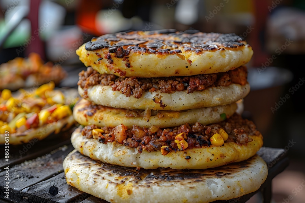 Delicious Stack of Savory Stuffed Arepas Delicious Stack of Savory Stuffed Arepas