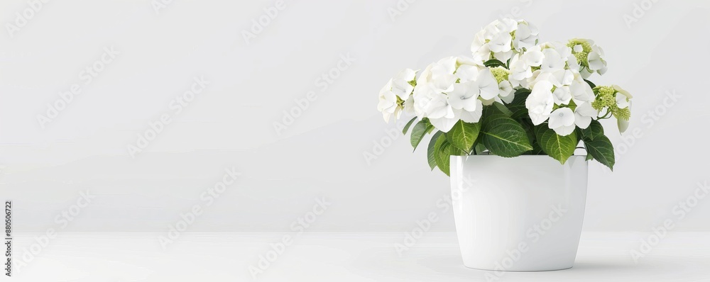Fototapeta premium Isolated white flower pot on white background mockup, 4K hyperrealistic photo
