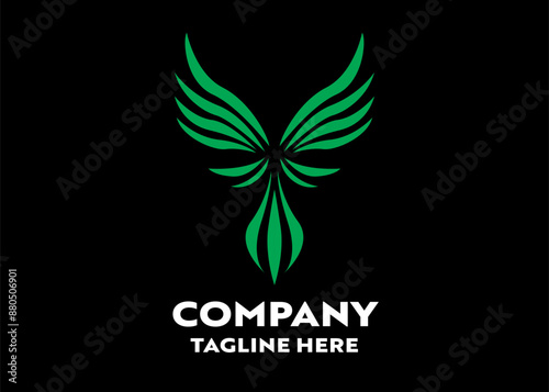 Wing logo icon design template elements. vector illustration isolated on black background, bird wings logo, corporate logo design, letter W 