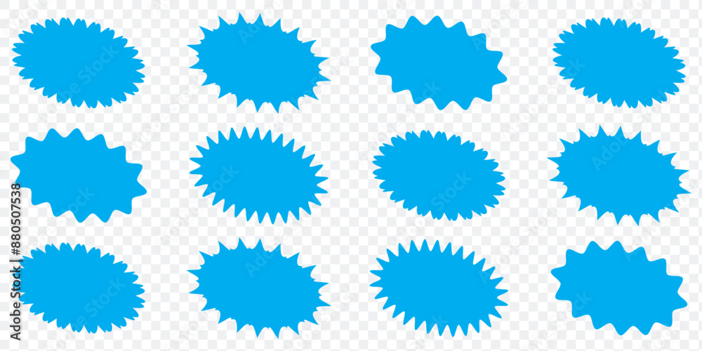 Set of Vector Starburst Badges. Simple Flat Style Vintage Labels, Stickers. Set of Vector Starburst Badges. Simple Flat Style Vintage Labels, Stickers.