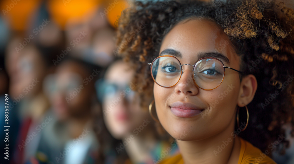 Group of diverse college students attending seminar Group of diverse college students attending seminar
