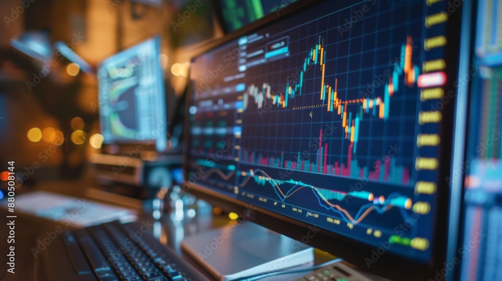 A desktop computer screen with multiple gold market graphs and financial news. A desktop computer screen with multiple gold market graphs and financial news.
