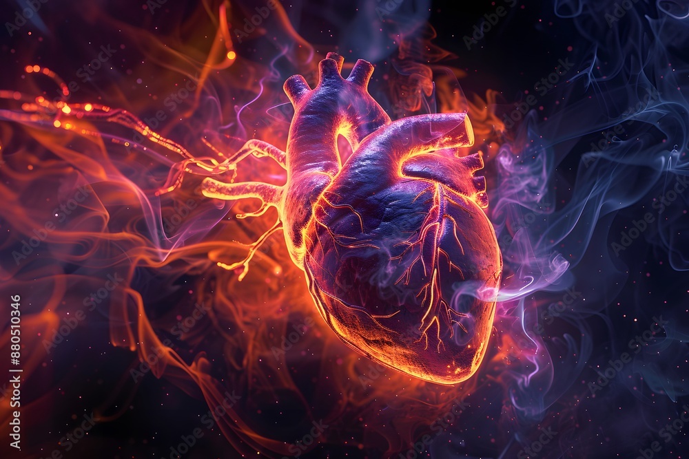 Fiery Artistic Representation of a Human Heart
