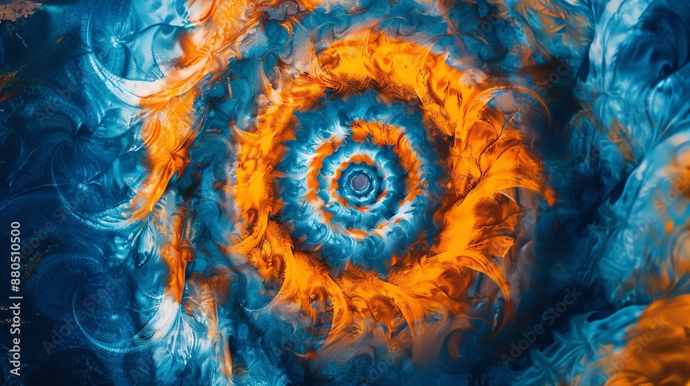 Abstract Swirling Blue and Orange Pattern.