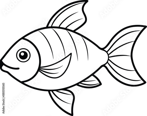 Hand drawn art line of gold fish doodle for kids coloring illustration