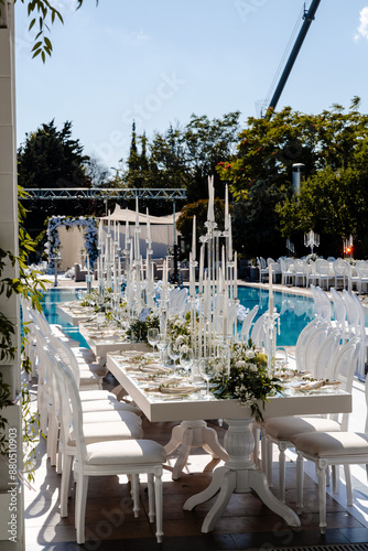 The elegant wedding table ready for guests.