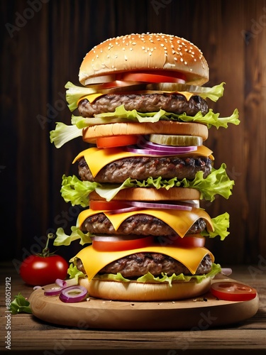 Delicious burger with fresh ingredients
