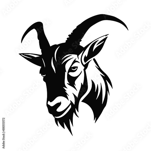 Goat vector silhouette isolated on a white background.