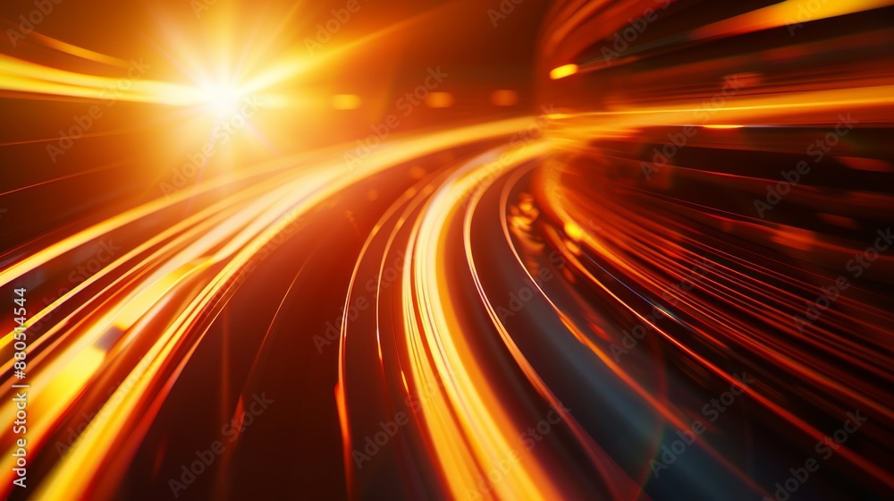 An abstract rendering of fast-moving lines with glowing sun flares, a high-speed motion blur is used to convey the idea of leading in the business world, using hi-tech products, and inventing science An abstract rendering of fast-moving lines with glowing sun flares, a high-speed motion blur is used to convey the idea of leading in the business world, using hi-tech products, and inventing science