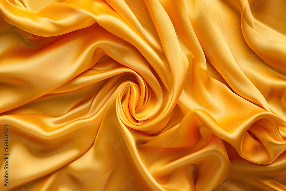 Luxurious Golden Silk Fabric with Elegant Folds Luxurious Golden Silk Fabric with Elegant Folds