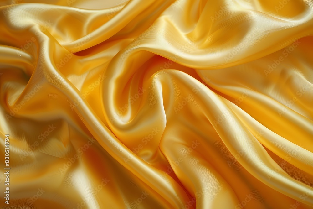 Luxurious Golden Silk Fabric with Elegant Folds Luxurious Golden Silk Fabric with Elegant Folds