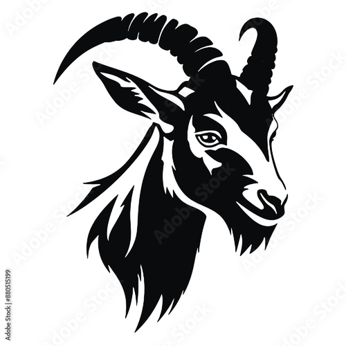 Portrait of Goat vector silhouette isolated on a white background.