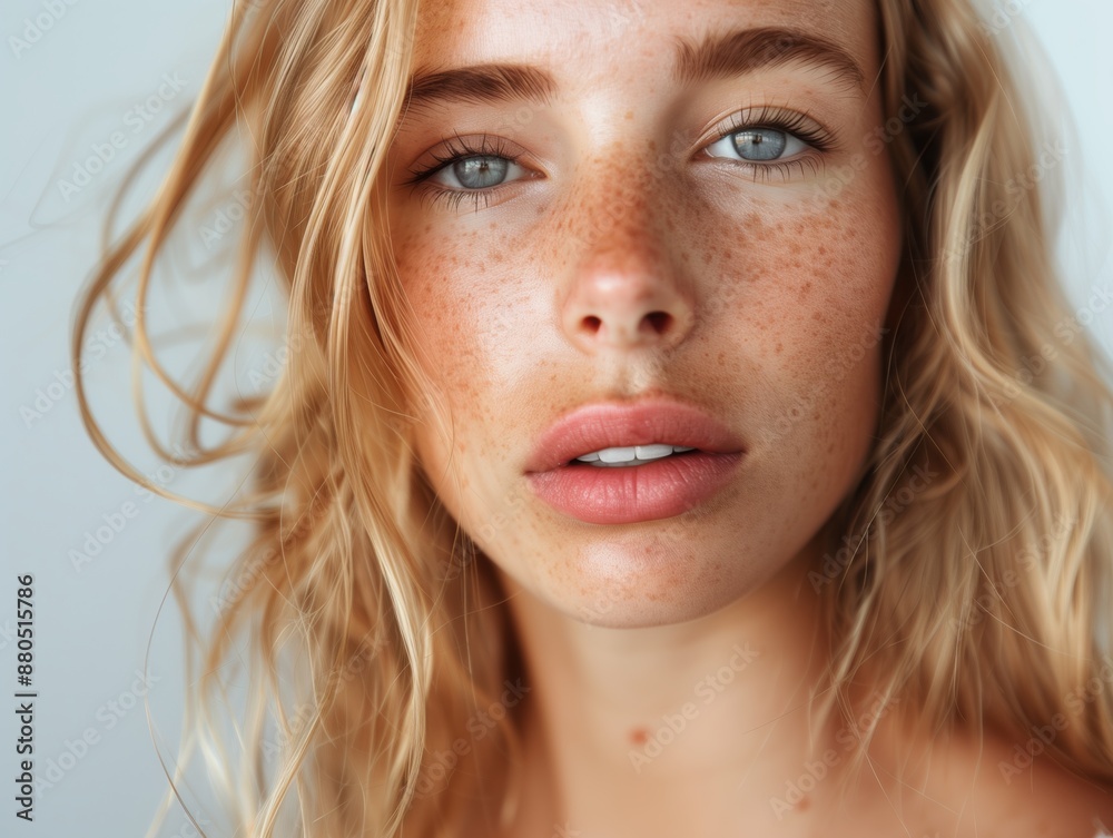 Naklejka premium Porträt einer blonden Frau mit Sommersprossen
