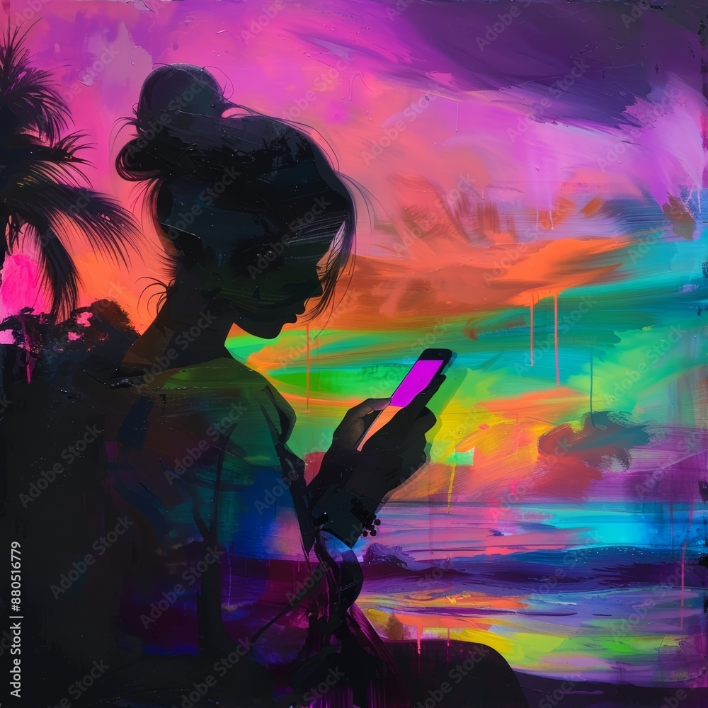 Fototapeta premium A teenager is using a smartphone to post on social networks