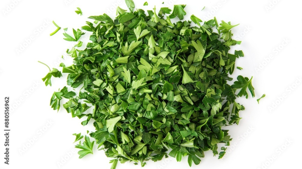 A pile of fresh green leaves on a clean white surface, perfect for use in nature-inspired designs or backgrounds A pile of fresh green leaves on a clean white surface, perfect for use in nature-inspired designs or backgrounds