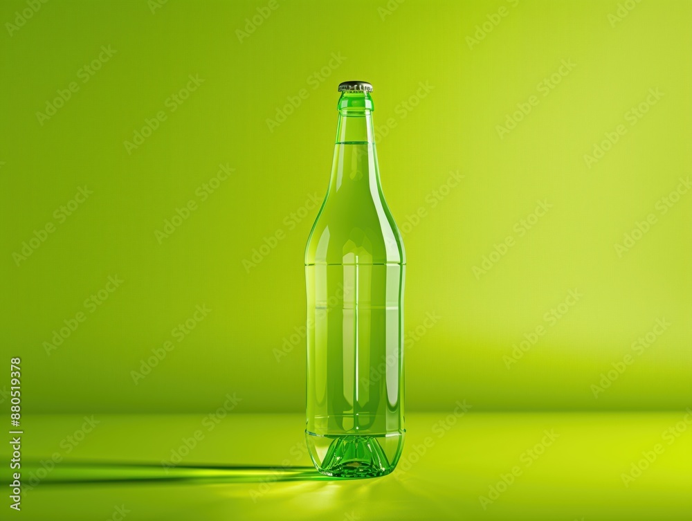 Grüne Glasflasche auf Grünem Hintergrund
