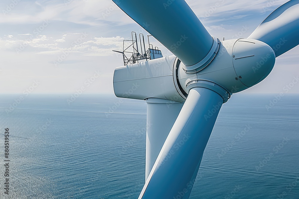 Wind turbine generating clean energy in the middle of the ocean Wind turbine generating clean energy in the middle of the ocean