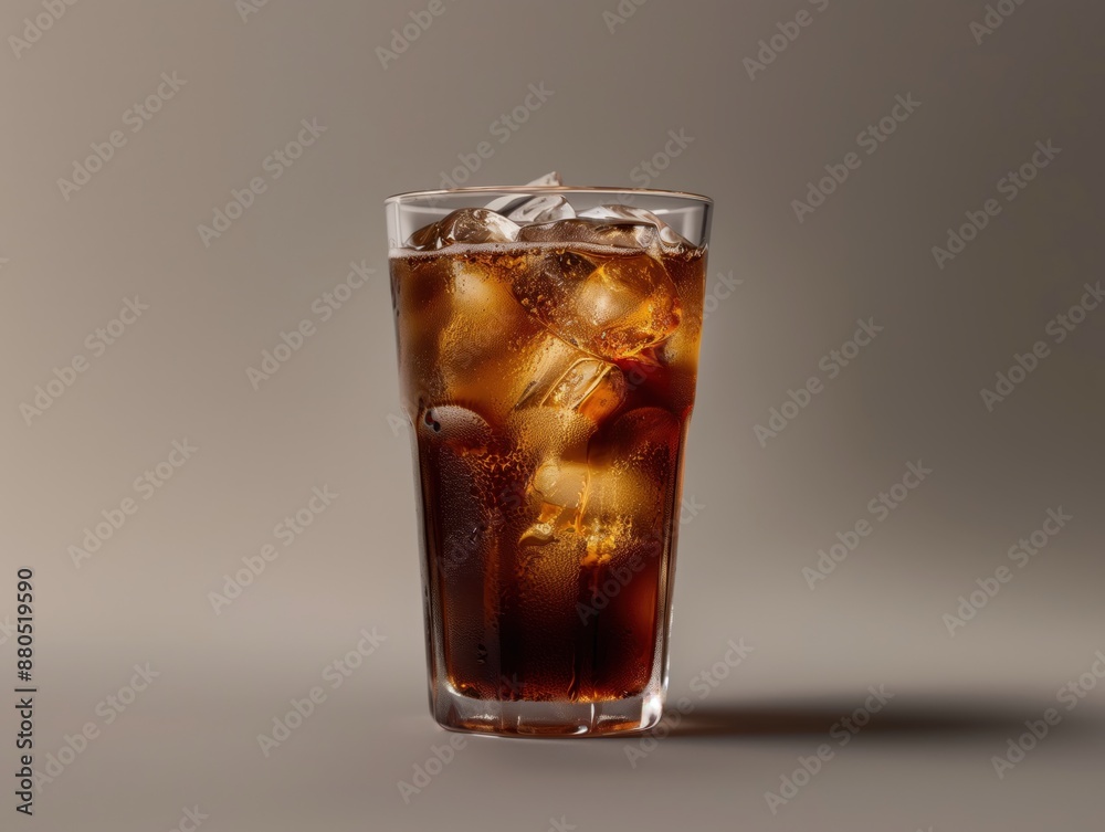 Glas Cola mit Eiswürfeln Glas Cola mit Eiswürfeln