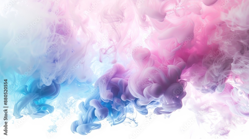 Isolated blue, teal, purple, aqua smoke cloud or thinking cloud in 3D for a white background.