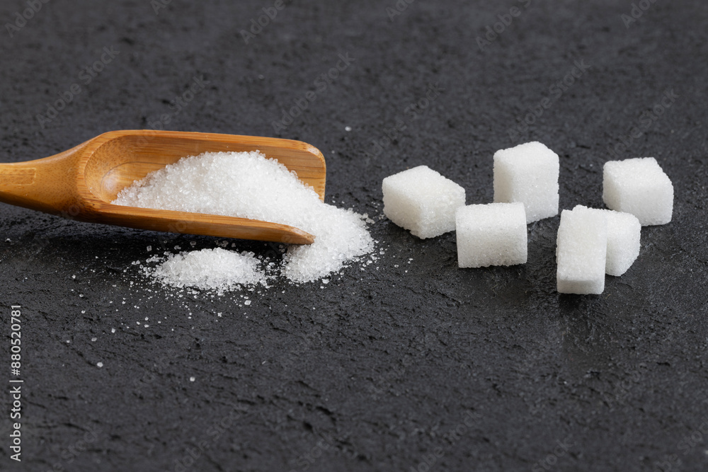 Image of sugar cubes and granulated sugar Image of sugar cubes and granulated sugar