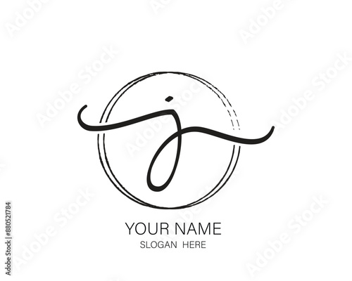 J initial letter handwriting logo design ,signature logo template,beauty initial with circle design