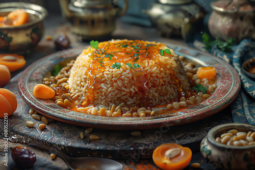 Delightful Muhammar: Saffron Rice with Date Syrup and Pine Nuts photo