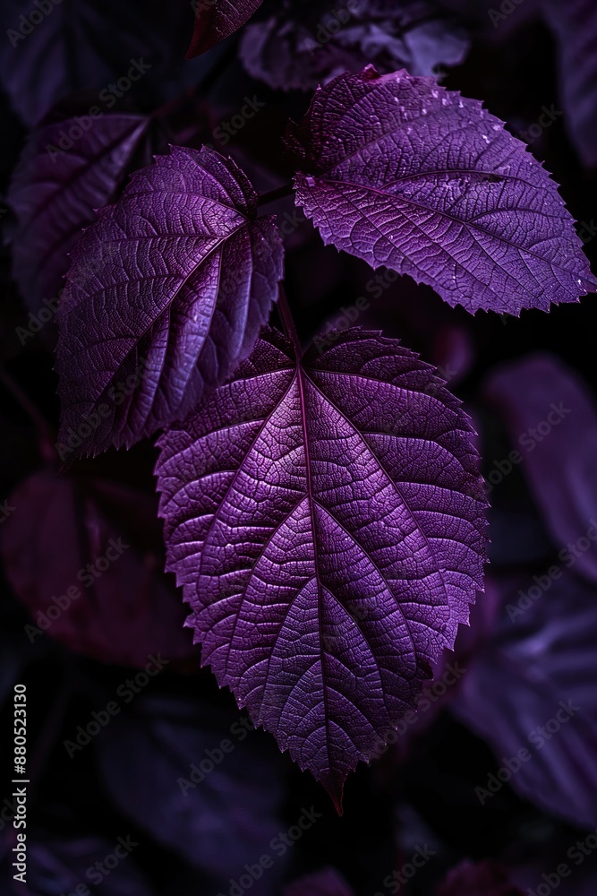 Purple leaves of hydrangea plant. Close up. Purple leaves of hydrangea plant. Close up.