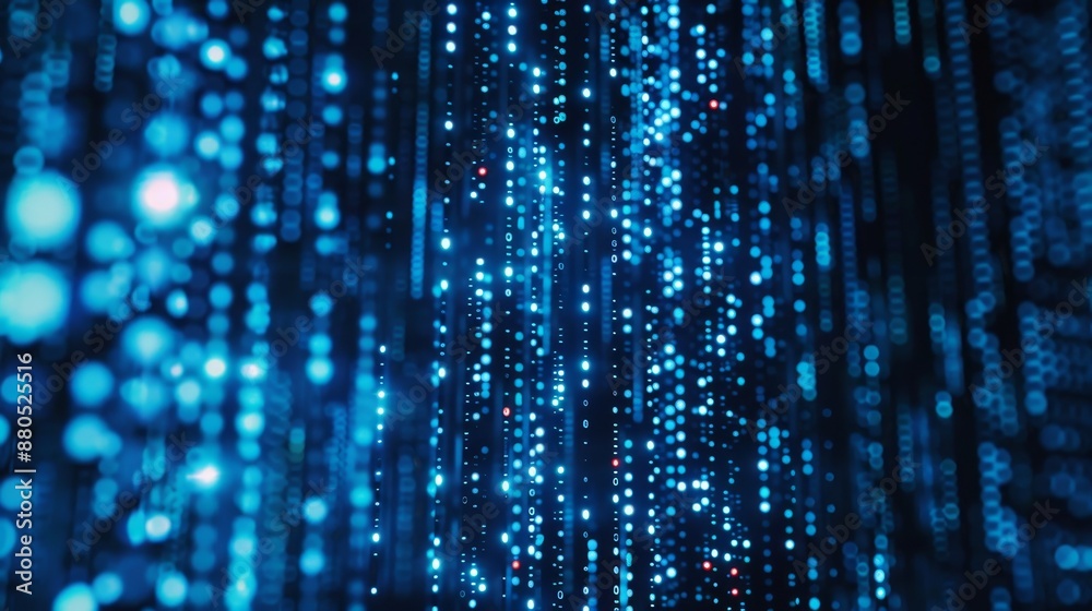 An image of blue digital binary data on the background of a computer screen An image of blue digital binary data on the background of a computer screen