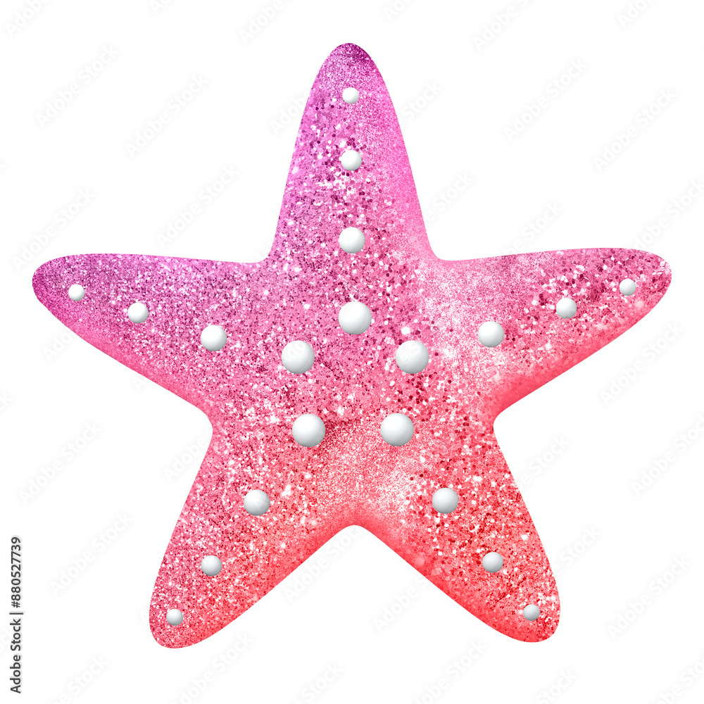 Pink starfish png sticker, 3D rendering, transparent background
