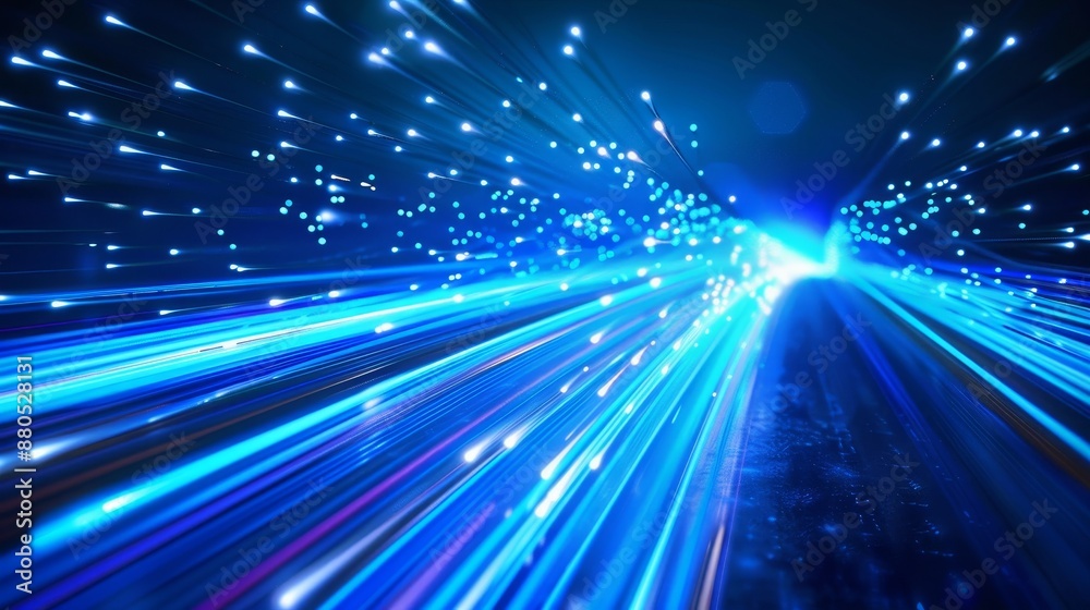 An abstract sketch of a blue light streak, fiber optics, speed lines, futuristic background for 5G and 6G technology, high-speed internet, wireless data transmission. An abstract sketch of a blue light streak, fiber optics, speed lines, futuristic background for 5G and 6G technology, high-speed internet, wireless data transmission.