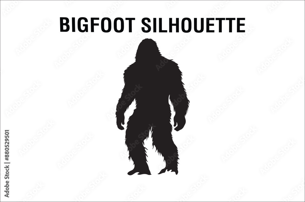 Fototapeta premium Bigfoot silhouettes vector illustration. Bigfoot silhouette illustration. Bigfoot silhouette.