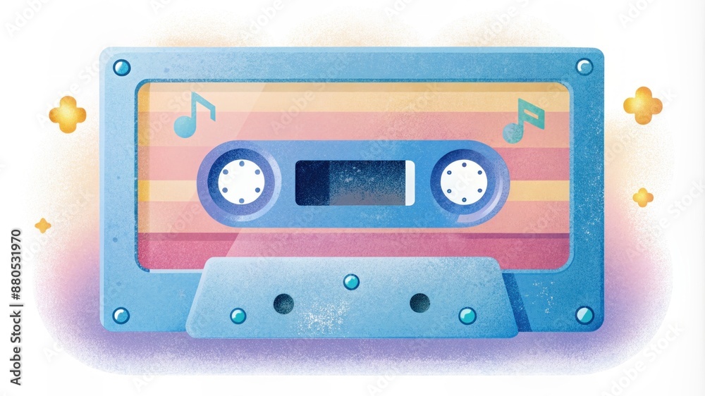 Obraz premium Retro Cassette Tape with Music Notes