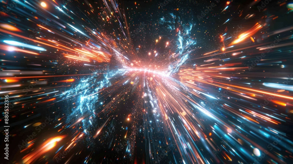 Fototapeta premium Hyperdrive image of space design background Hyper jump in space. 3D rendering