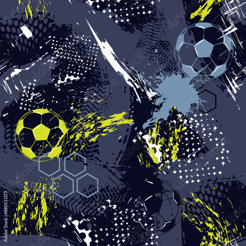 Seamless abstract pattern with soccer ball, football ball. Sport background for boy, web, stationery and other design.