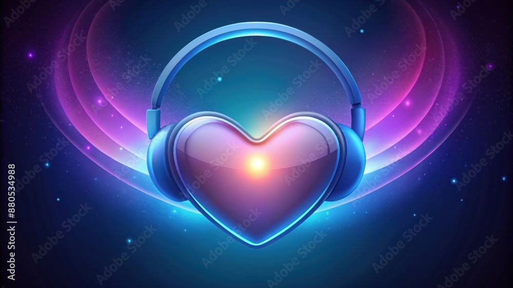 heart with headphones on a white background, symbolizing love for music heart with headphones on a white background, symbolizing love for music