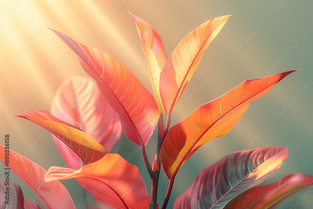 Sunlit tropical leaves with vibrant colors Sunlit tropical leaves with vibrant colors