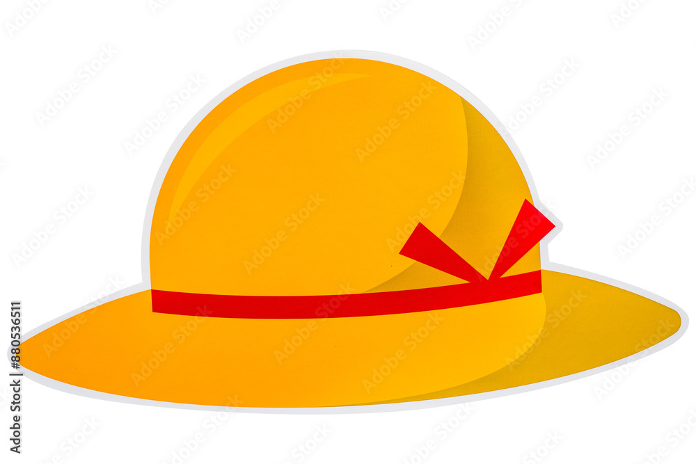 Straw hat with red ribbon icon design sticker Straw hat with red ribbon icon design sticker