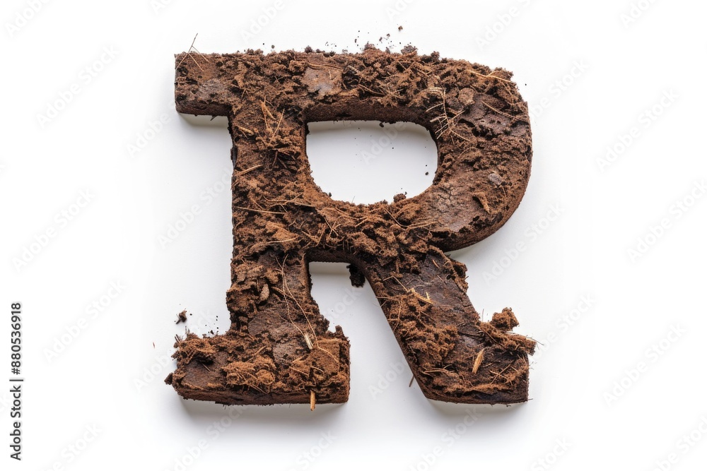 Fototapeta premium A single dirt letter R isolated on a background