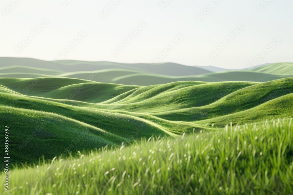 Image of green grass with rolling hills in the background, suitable for use as a scenic backdrop or nature-inspired design Image of green grass with rolling hills in the background, suitable for use as a scenic backdrop or nature-inspired design